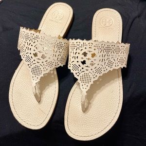 Tory Burch Roselle Ivory leather sandals size 8 good condition